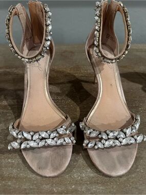 Badgley Mischka Jeweled Ankle-Strap Heels